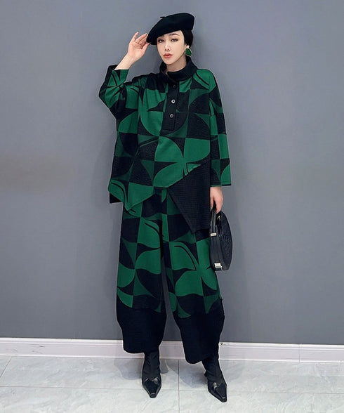 Geometric Pattern Top & Pants Co-ord